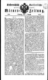 Wiener Zeitung 18210807 Seite: 1