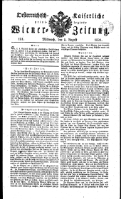 Wiener Zeitung 18210808 Seite: 1