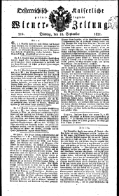 Wiener Zeitung 18210918 Seite: 1