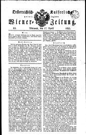 Wiener Zeitung 18220417 Seite: 1