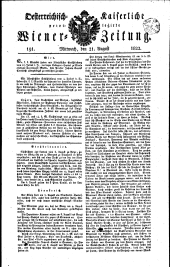 Wiener Zeitung 18220821 Seite: 1