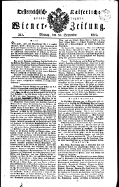 Wiener Zeitung 18220930 Seite: 1