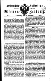 Wiener Zeitung 18221128 Seite: 1