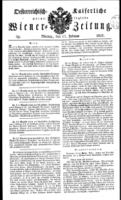 Wiener Zeitung 18230217 Seite: 1