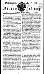 Wiener Zeitung 18230219 Seite: 1