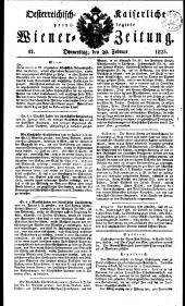 Wiener Zeitung 18230220 Seite: 1