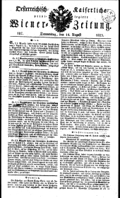 Wiener Zeitung 18230814 Seite: 1