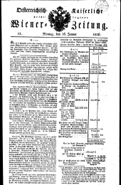 Wiener Zeitung 18260116 Seite: 1