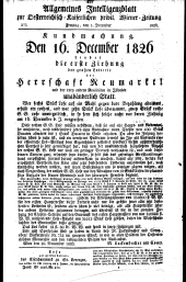 Wiener Zeitung 18261201 Seite: 11