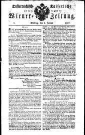 Wiener Zeitung 18270102 Seite: 1