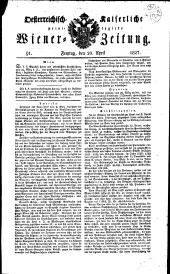 Wiener Zeitung 18270420 Seite: 1