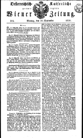 Wiener Zeitung 18300920 Seite: 1