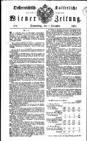 Wiener Zeitung 18311201 Seite: 1