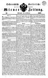 Wiener Zeitung 18370208 Seite: 1