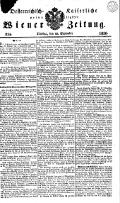 Wiener Zeitung 18380918 Seite: 1