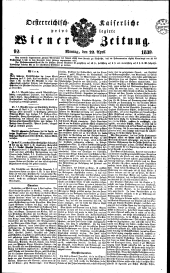Wiener Zeitung 18390422 Seite: 1