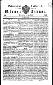 Wiener Zeitung 18390425 Seite: 1