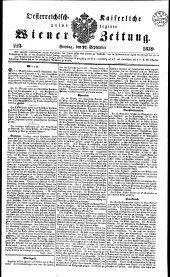 Wiener Zeitung 18390927 Seite: 1