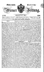 Wiener Zeitung 18460401 Seite: 1