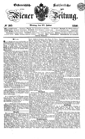 Wiener Zeitung 18460727 Seite: 1