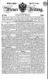 Wiener Zeitung 18460922 Seite: 1