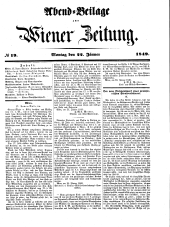 Wiener Zeitung 18490122 Seite: 1