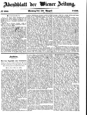 Wiener Zeitung 18500819 Seite: 1