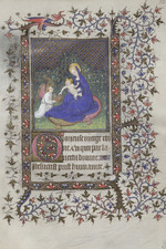 Madonna im Rosenhaag, mit dem Christkind spielender Kinderengel