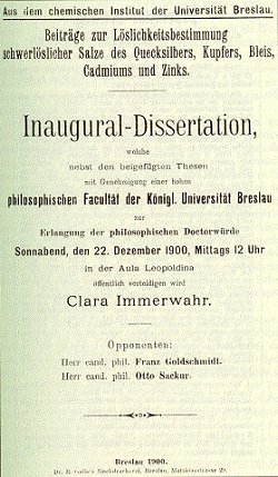 Dissertation von Clara Immerwahr