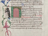 Randdekor mit Drolerien
Grammatik-Lehrbuch (Donat) für Maximilian I. (1459 –1519)
Handschrift, 
Wien, um 1465/66