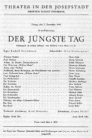Abb. 2: Theaterzettel zur Aufführung von »Der jüngste Tag« (Theater in der Josefstadt, Wien, Dezember 1945). [ÖLA]. In: Sichtungen 2, S. 59
