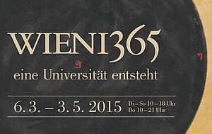 Plakat Ausstellung im Prunksaal "Wien 1365. Eine Universität entsteht"
