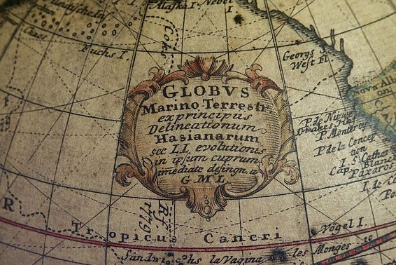Ausschnitt Globus Marino-Terrestr. - ex principiis Delineationum Hasianarum, ca. 1784