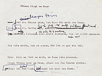 handschriftlich korrigiertes Typoskript, Ingeborg Bachmann
