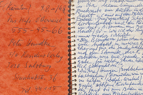 Peter Handke: notebook with the title "Ins tiefe Österreich", 1979