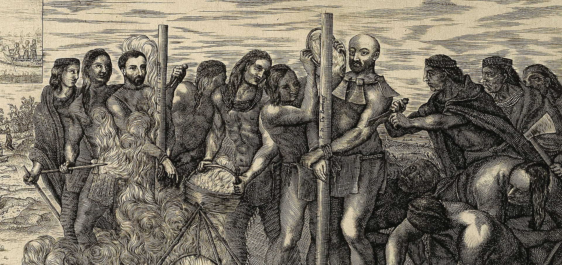 A Jesuit being martyred at the stake 