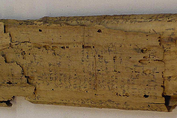 Papyrus scroll with demotic calculations