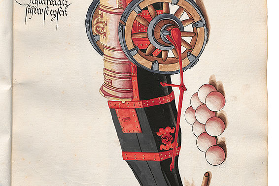 Scharfmetze, ein unter Maximilian neu eingeführter Geschütztyp, Cod. 10815, fol. 4r 