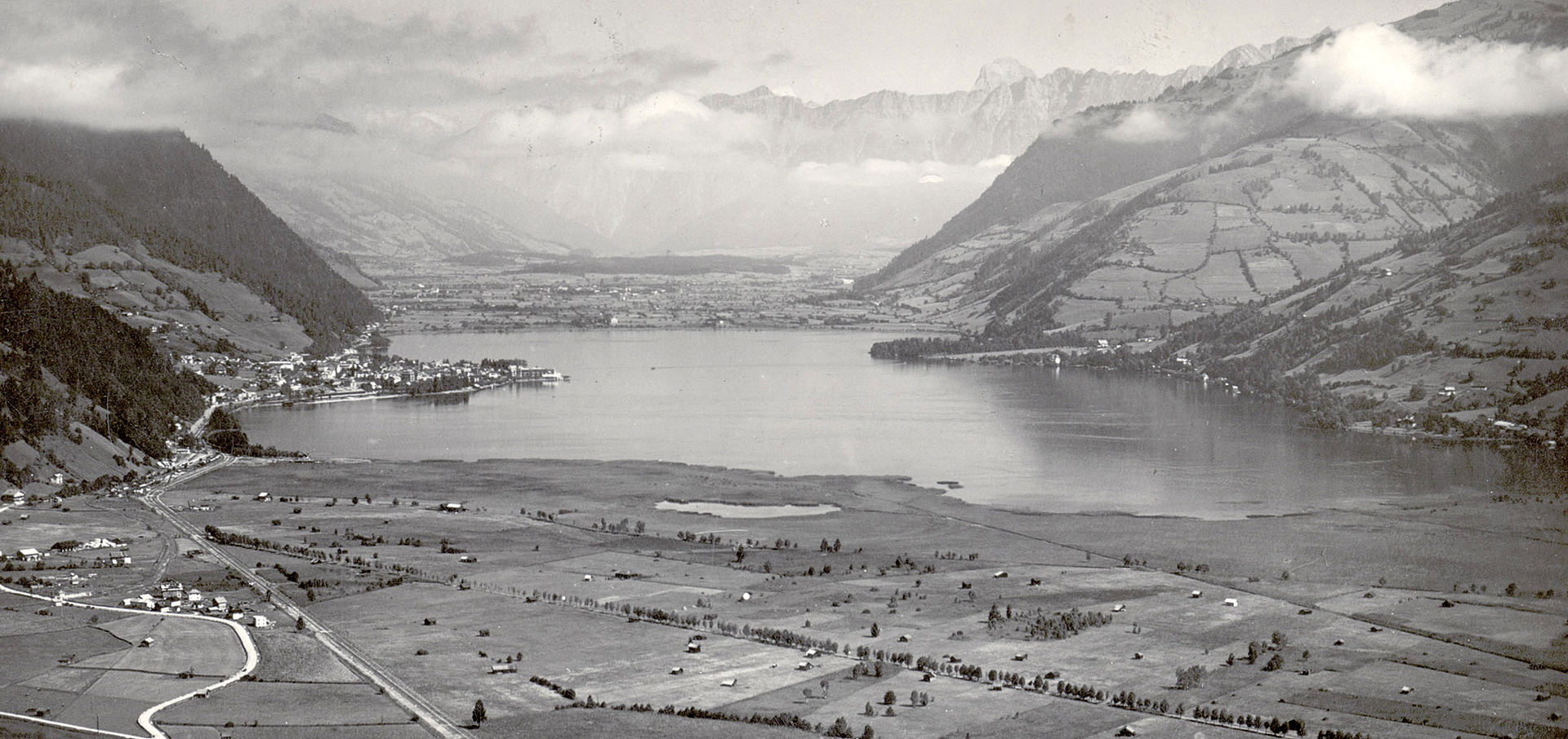 Zellersee aus der Luft, alte Aufnahme