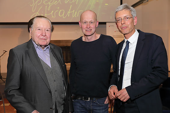 Gerhard Rühm, Arno Geiger, Bernhard Fetz – © Österreichische Nationalbibliothek/APA-Fotoservice/Schedl