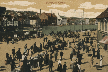 Historical postcard with the caption 'Stavanger, Corvet'