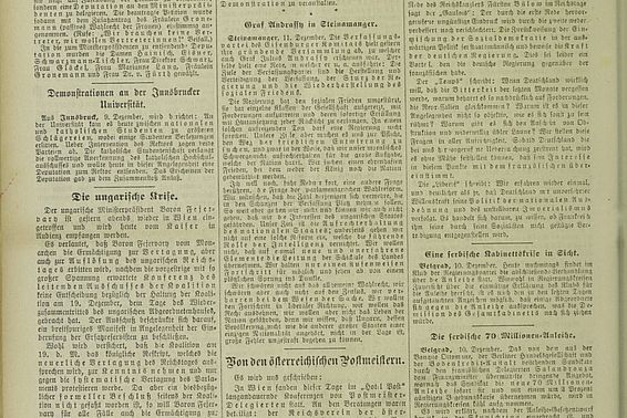 Eine Frauenversammlung für das Wahlrecht; aus: Neuigkeits-Welt-Blatt, 32. Jg., Nr. 282, 12. Dezember 1905, Seite 4