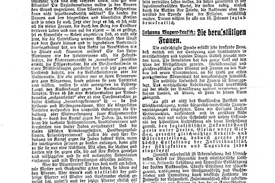 Tausk, Martha: Welche Frauen sollen für die sozialdemokratische Partei stimmen? aus: Die Wählerin, Nr. 10, 6. Februar 1919, Seite 7