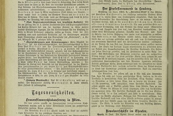 Frauenstimmrechtskonferenz in Wien; aus: Fremden-Blatt (Abend-Blatt), 67. Jg., Nr. 159, 12. Juni 1913, Seite 4