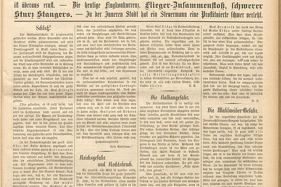 Die Wahlweiber-Gefahr; aus: Wiener Neueste Nachrichten, 20. Jg., Nr. 25, 23. Juni 1913, Seite 1
