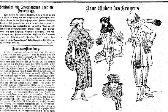 Patek, Claire: Frauenversammlung. In: Fremden-Blatt (Morgen-Ausgabe), 72. Jg., Nr. 314, Morgen-Ausgabe 17. November 1918, Seite 9, Ausschnitt 