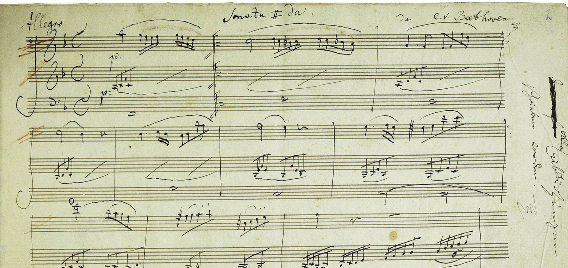 Notenblatt, handgeschrieben von Beethoven