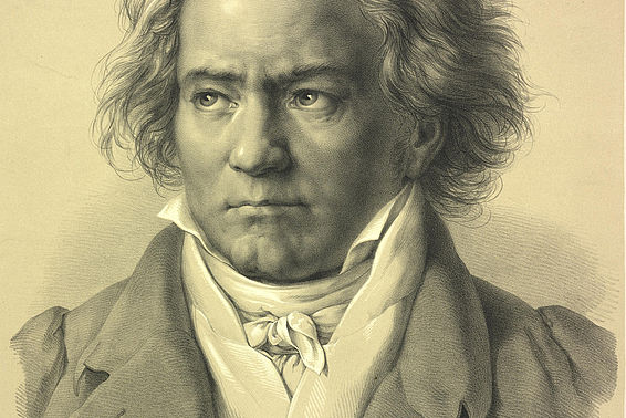 Ludwig van Beethoven. Lithografie nach Zeichnung von August von Kloeber – © Österreichische Nationalbibliothek