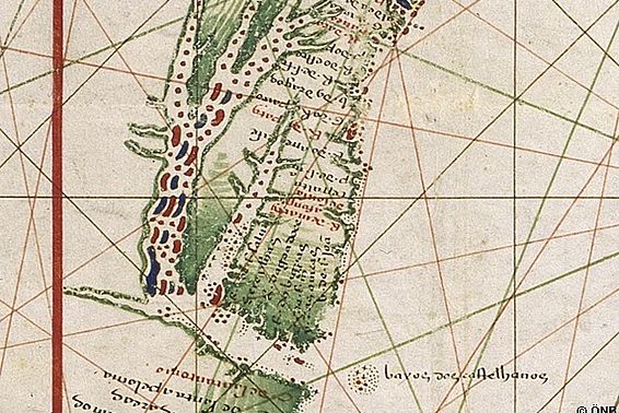 Detail, Pero Fernandes (?), Weltkarte, um 1545