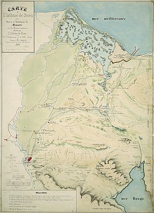 Alois Negrelli, Adolphe Linant de Bellefonds, Suezkanal-Planung, um 1847